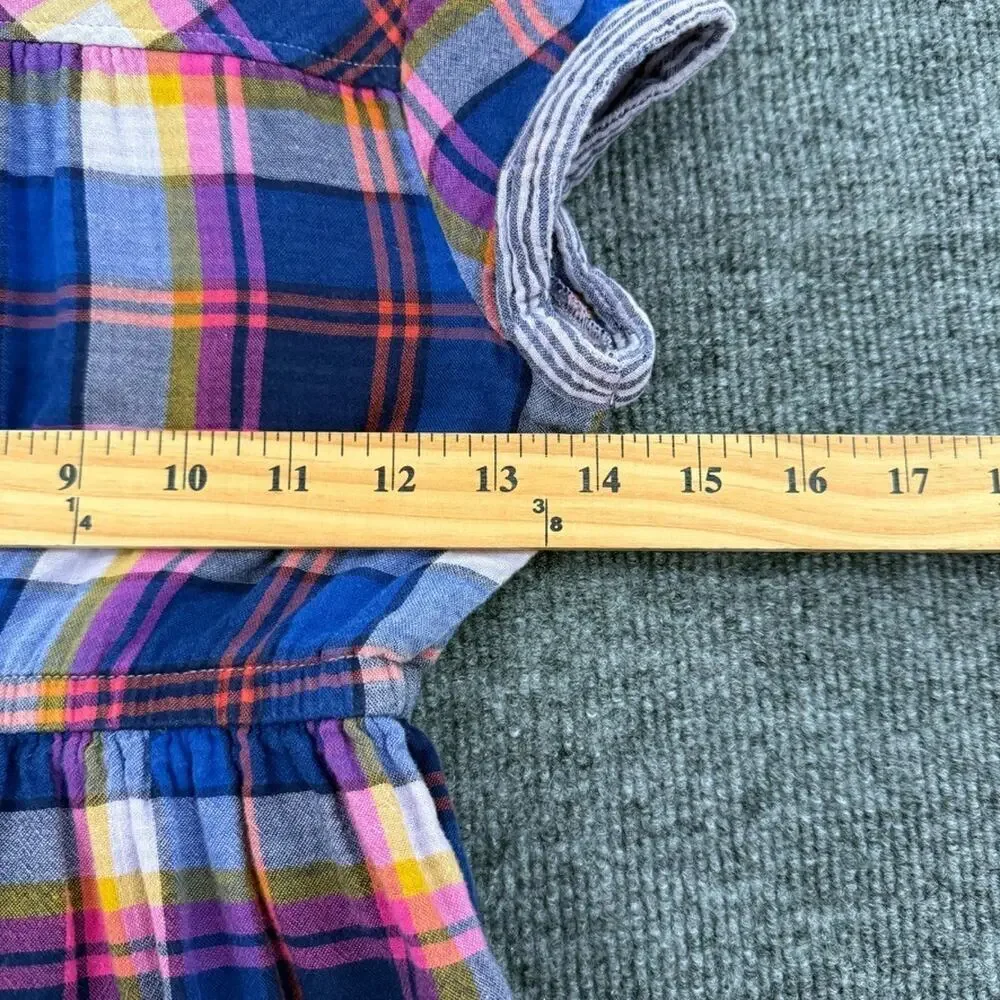 Cat & Jack Girls Plaid Shirt Dress Size 6 Multicolor Gauzy Double Weave Cotton